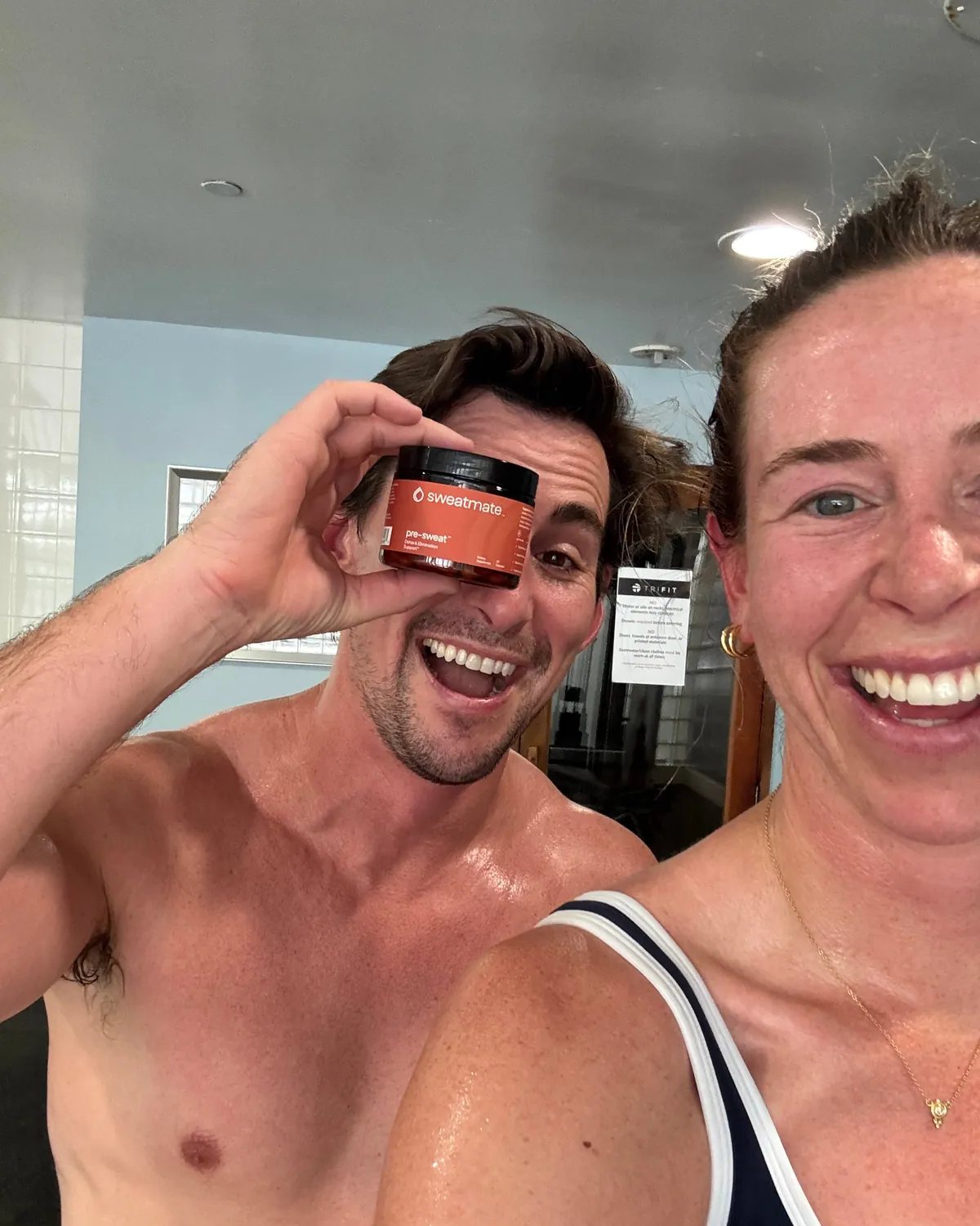 Sam & Tess with Sweatmate pre-sweat